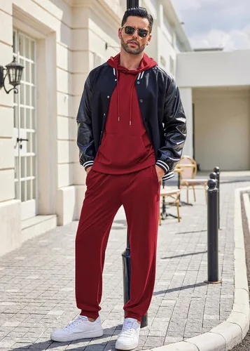Miniatura 27 de COOFANDY Conjunto deportivo de 2 piezas para hombre, conjunto deportivo casual con capucha