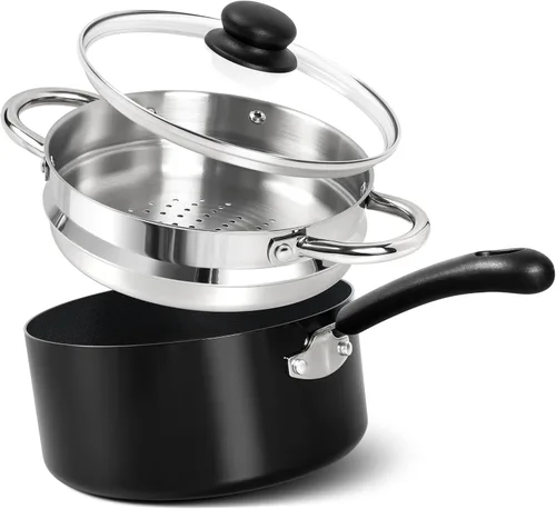 Miniatura 13 de MICHELANGELO Juego de sartenes antiadherentes, cacerola de cerámica con tapa, olla multiusos con tapa, sartenes no tóxicas, 1 cuarto de galón, blanco