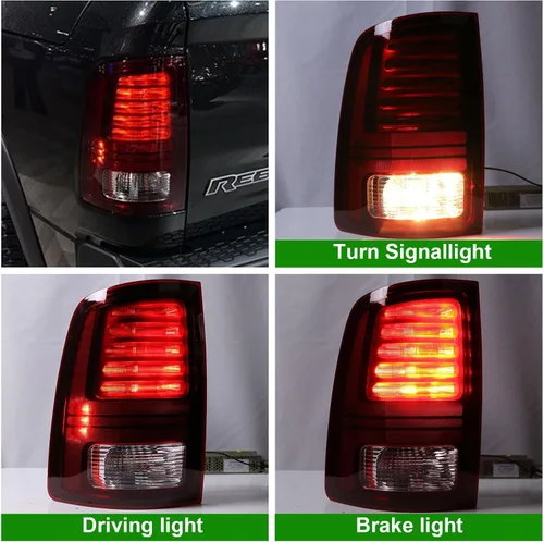 Miniatura 4 de Lochnchn Luces traseras LED compatibles con Ram 1500 2013-2018, Ram 2500/3500 2014-2018, luz trasera con montaje de lámpara de freno Blub, lente
