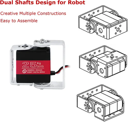 Miniatura 4 de Servos completos de la dirección de Digitaces del engranaje del metal del alto esfuerzo de torsión del motor servo del robot de 55.1 lbs