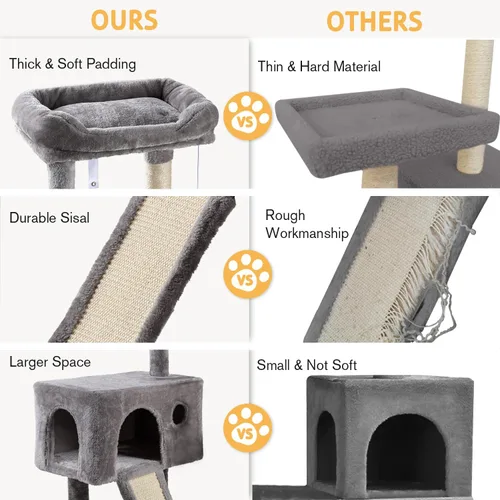 Miniatura 5 de SHA CERLIN Árbol para gatos de 36 pulgadas Torre para Gatos con hamaca, poste rascador de sisal para gatitos de interior, habitación pequeña, gris