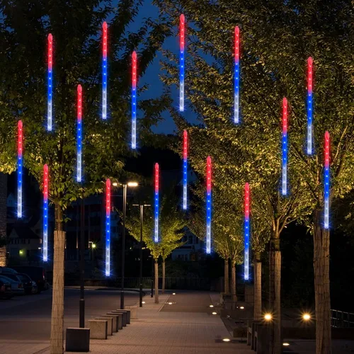 Miniatura 15 de Dazzle Bright 288 luces LED de Navidad, luces de lluvia de meteoritos de 11.8 pulgadas con 8 tubos, enchufe impermeable, luces de lluvia que caen