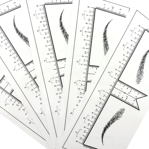 Miniatura 5 de Guapa 30pcs/pack Regla de cejas con forma de cejas desechable Microblading Ruler Pegatina Adhesiva Cejas Posicionamiento Herramienta de Medida