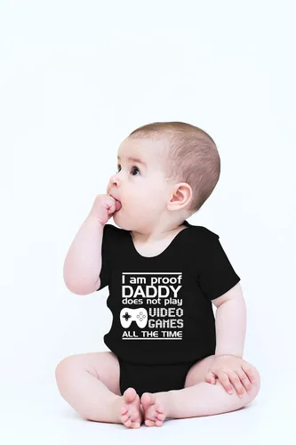 Miniatura 2 de CBTwear Proof Daddy Does Not Play Video Games All the Time – Ropa de bebé – Divertido body para recién nacido para niños y niñas