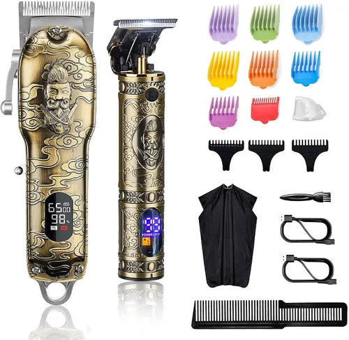 Miniatura 12 de Suttik Cortapelos para hombres profesionales, recortadora de barba inalámbrica y afeitadoras eléctricas para hombres, cortapelos y kit de 2-Dorado