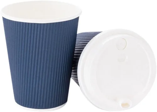 Miniatura 12 de Restaurantware -Tazas de café desechables de 12 onzas, 500 tazas calientes de pared ondulada para café - Las tapas se venden por separado, borde Azul