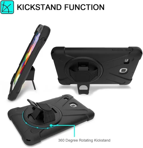 Miniatura 5 de Funda para Samsung Galaxy Tab E 8.0, resistente híbrida, a prueba de golpes, con función atril y correa de mano para Samsung Galaxy Tab E 32GB