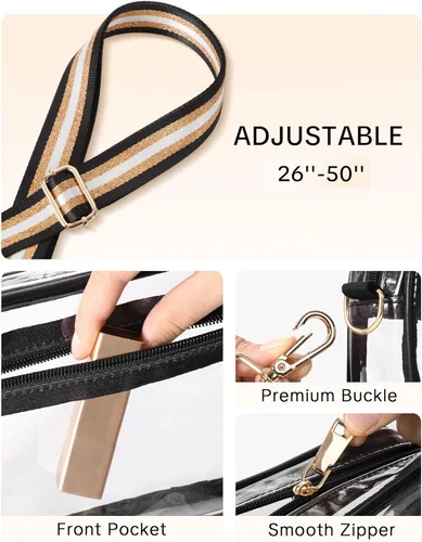 Miniatura 4 de BS-VOG Bolso cruzado transparente aprobado para estadios, bolsos transparentes para mujeres, bolsa pequeña para estadios para eventos, conciertos, a8