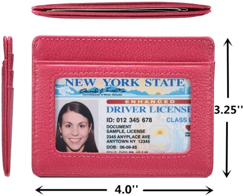 Miniatura 5 de KALMORE womens Credit Holder Genuine Leather Slim Minimalist Card Case Wallet, Black With Id Window