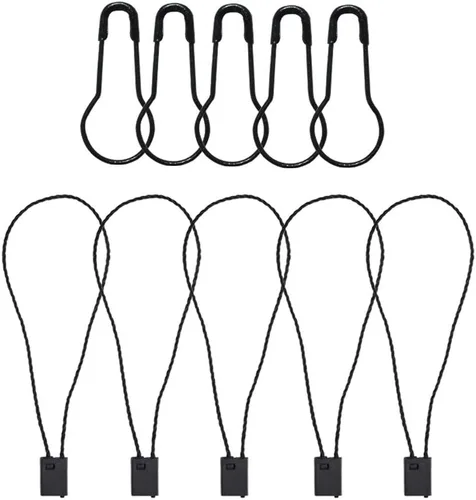 500 sujetadores de etiqueta colgante de 7 pulgadas, cuerdas de nailon negro y 500 pines de seguridad de metal negro de 0.85 pulgadas, pasadores de