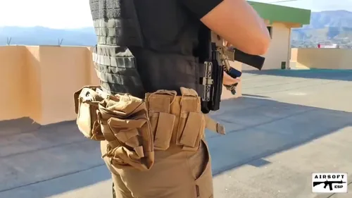 Miniatura 5 de YAKEDA Cinturón Táctico de Combate Cinturón de Servicio Aplicación de la Ley Cinturón de Utilidad Cinturón de Policía Conjunto 5 PIEZAS Canela