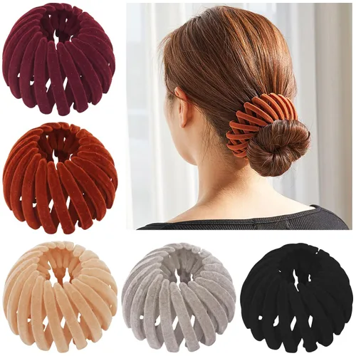 Miniatura 9 de TOBATOBA Bird Nest - Pinza mágica para el cabello, 5 unidades, plástico mate, horquilla expandible para cabello fino, soporte para cola de caballo
