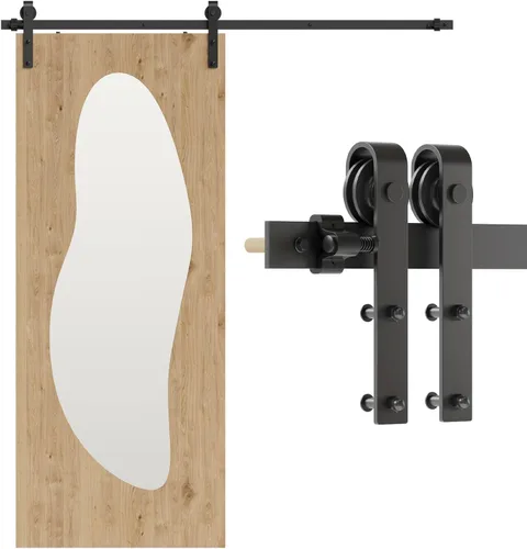 Miniatura 11 de CCJH Kit de herrajes para puerta de granero, pista deslizante de 4 pies, resistente para un solo panel de puerta de 24 pulgadas de ancho
