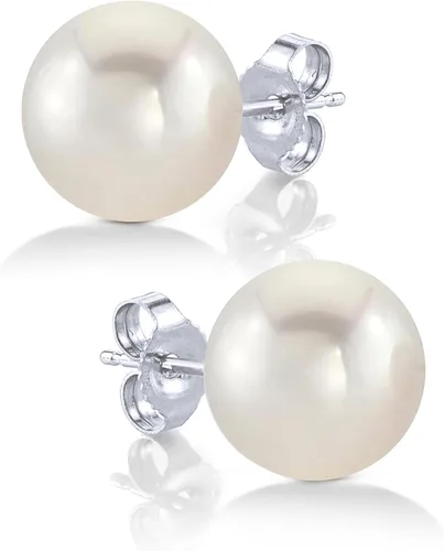 Miniatura 20 de THE PEARL SOURCE Round White Freshwater Real Pearl Earrings for Women - 14k Gold Stud Earrings Hypoallergenic Earrings with Genuine Cultured Pearls