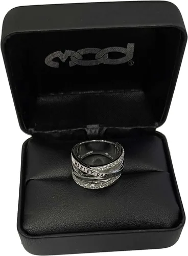 Miniatura 2 de Harley-Davidson Anillo de banda de cristal trenzado Bling H-D para mujer - Plata de ley