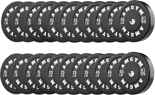 Miniatura 42 de Discos de peso olímpicos de 2 pulgadas y caucho para barras, discos para gimnasio en casa, entrenamiento de fuerza y levantamiento de pesas, 10 a