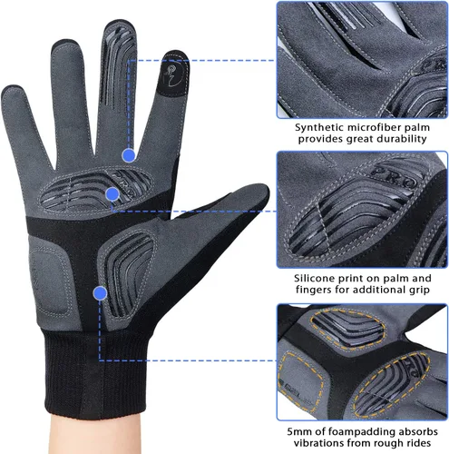Miniatura 5 de Souke Sports Guantes de ciclismo de invierno para hombres y mujeres, guantes acolchados para pantalla táctil, resistentes al agua, resistentes al