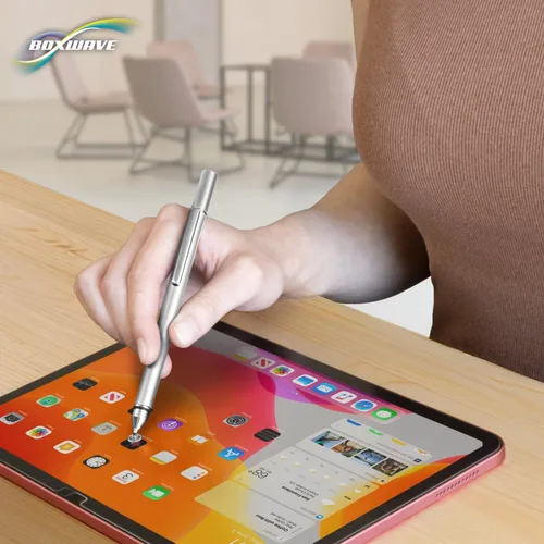 Miniatura 8 de BoxWave Lápiz óptico compatible con HP OmniBook X Flip 14, lápiz capacitivo FineTouch, lápiz capacitivo súper preciso, color plateado metálico