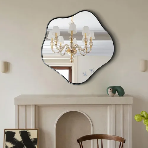 Miniatura 17 de Espejo redondo irregular, espejo festoneado de 16 pulgadas para sobre el fregadero, espejos de pared asimétricos decorativos, modernos espejos