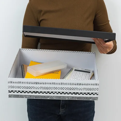 Miniatura 3 de SLPR Cajas de almacenamiento decorativas con tapas para decoración del hogar, juego de 3: almacenamiento de fotos en blanco y negro, cajas de cartón