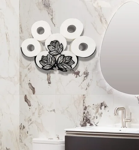 Miniatura 5 de Teaeeno Funny Leaves - Soporte para inodoro montado en la pared, almacenamiento de papel higiénico de animales de metal, organizador impermeable