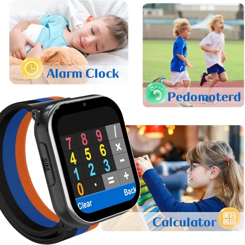 Miniatura 4 de PTHTECHUS Reloj inteligente para niños, reloj inteligente 4G con llamada telefónica, SOS, cámara, reproductor de música, tarjeta de aprendizaje
