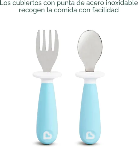 Miniatura 3 de Munchkin® Raise™ - Juego de cubiertos para niños pequeños, tenedor y cuchara, con punta que se mantiene fuera de la mesa, sin bisfenol A, paquete