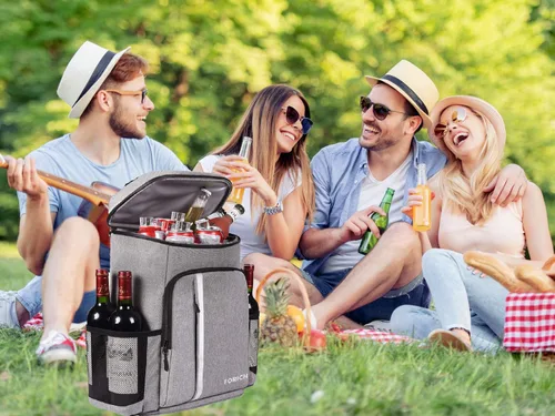 Miniatura 7 de FORICH Mochila enfriadora a prueba de fugas, aislada, impermeable, ligera, suave, para la playa, para hombres y mujeres, para trabajo, almuerzo, Gris