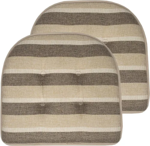 Miniatura 21 de Sweet Home Collection - Cojín de espuma viscoelástica para silla con capitoné, antideslizante, parte trasera de goma, en forma de U, 17 x 16 Piel