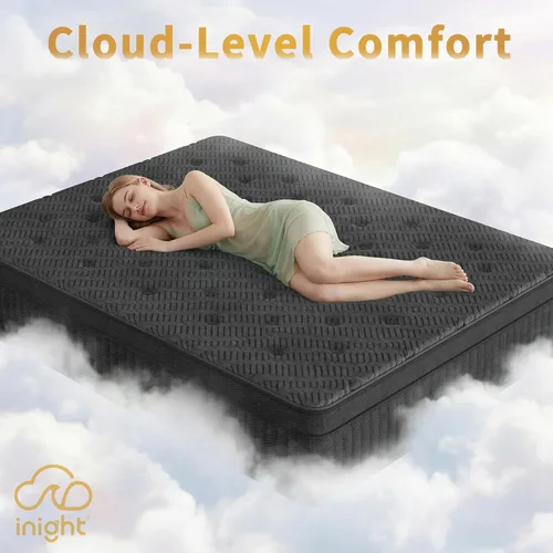 Miniatura 9 de inight - Colchón tamaño King de 12 pulgadas, colchón híbrido tamaño King en una caja, espuma viscoelástica de gel y resortes de bolsillo carbón