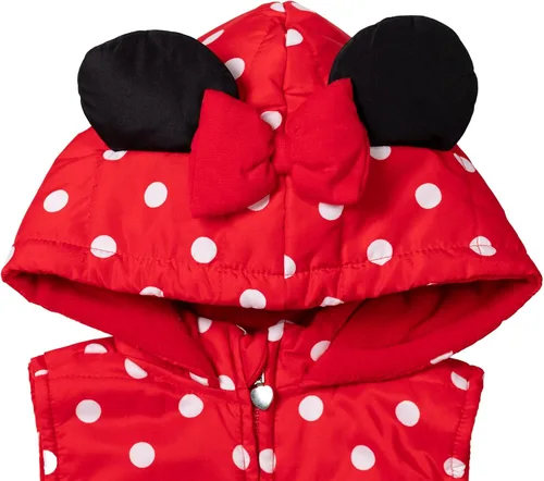 Miniatura 6 de Disney Minnie Mouse - Conjunto de camiseta y leggings acolchados con cremallera y chaleco de 3 piezas para bebés y niños grandes
