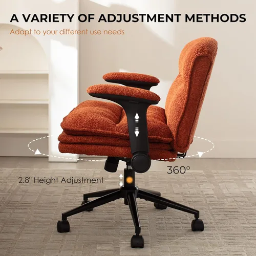 Miniatura 5 de Dowinx Silla Criss Cross con Brazos Abatibles Ajustables y Ruedas, Cómodo Sillón Ergonómico de Escritorio de Oficina con Cojines de 3 Capas, Silla