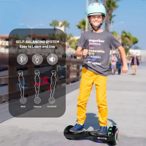 Miniatura 4 de SIMATE Hoverboard - Aeropatineta Bluetooth todo terreno con luces LED y control de aplicación, regalos para niños, adultos, niñas, niños, para todas