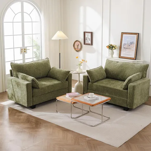 Miniatura 6 de Sofá de dos plazas de 53'' con almacenamiento en todos los asientos, sofá seccional modular con asiento profundo, cómodo sofá de gran