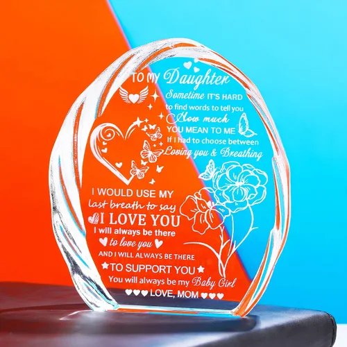 Miniatura 6 de Regalos para hija de mamá papá, regalos de cumpleaños para el día de la madre para hija adulta, recuerdos de cristal para mi hija, regalo