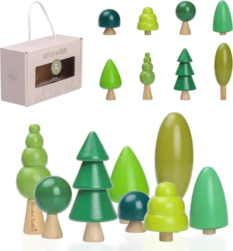 Miniatura 8 de WOODEN TEETHER Juguete de árbol de madera, paquete de 15 juguetes sensoriales de bosque de madera para niños y niñas, juguetes educativos Montessori