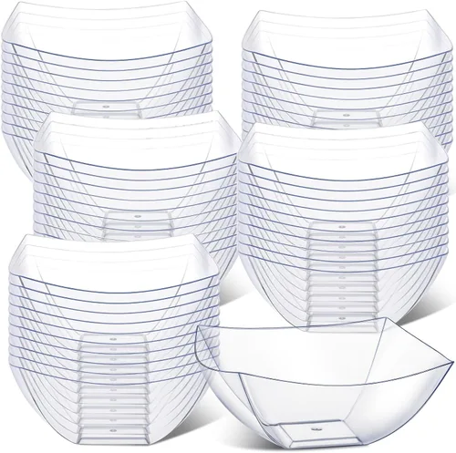 Miniatura 13 de Tanlade 50 Cuencos Cuadrados de Plástico para Servir Desechables Cuencos para Aperitivos Ensalada Recipientes Pequeños para Fiestas Barra de Dulces