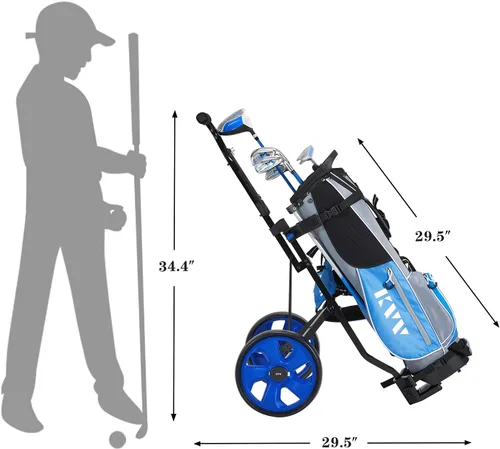 Miniatura 3 de KVV Carrito de golf junior de 2 ruedas para 3-10 años de edad, soporte superior ajustable