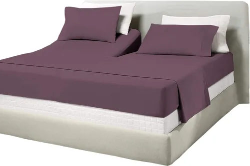 Miniatura 20 de Juego de sábanas de algodón de 600 hilos tamaño Queen dividido para base de cama ajustable, juego de sábanas de 4 piezas con bolsillo profundo