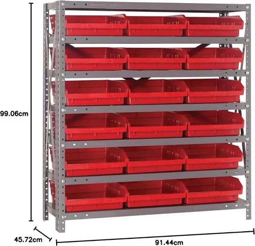 Miniatura 359 de Quantum QSBU-245BK Heavy Duty Shelving Unit with (7) Shelves and (24) QUS245 Black Bins for Garage Warehouse Storage Distribution 400 lb Load
