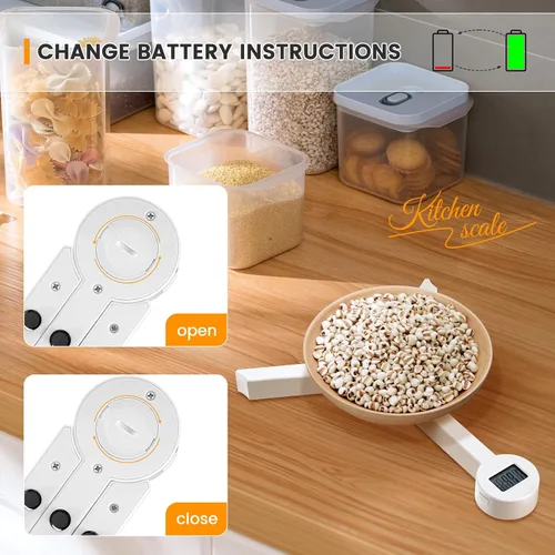 Miniatura 7 de Báscula de alimentos plegable, báscula digital de cocina, báscula compacta pequeña de alta precisión con pantalla LCD, báscula de alimentos portátil