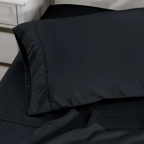 Miniatura 3 de Superior MO300SDPC SLBK, Fundas de almohada de algodón de 300 hilos con cierre de sobre, estándar, color negro, 2 piezas