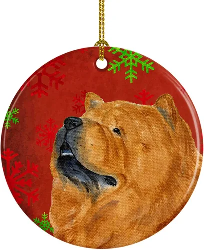 Miniatura 11 de Caroline's Treasures Bulldog English - Copos de nieve rojos y verdes, adorno de cerámica de Navidad, decoración colgante para el hogar, Navidad