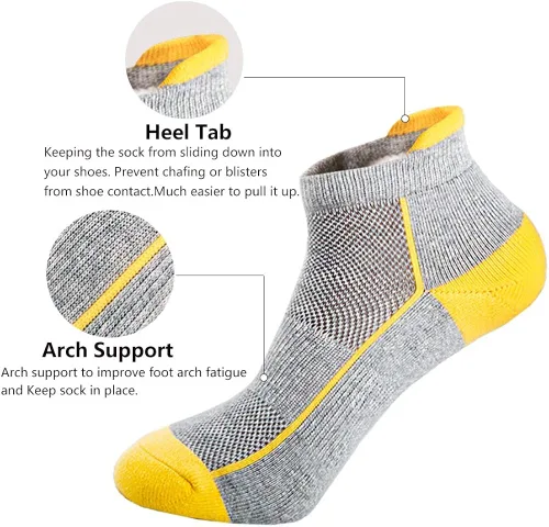 Miniatura 2 de J.WMEET Mens Low Cut Ankle Athletic Socks Cotton Mesh Cushioned Running Ventilation Sports Tab Socks