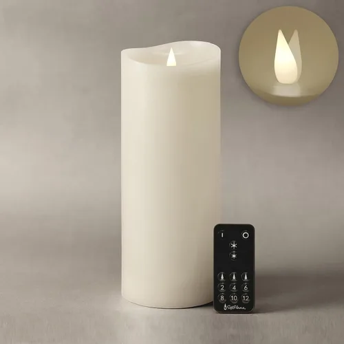 Miniatura 9 de Velas LED sin llama con control remoto, 3 x 5.1 pulgadas, llama móvil parpadeante 3D, velas que funcionan con pilas en carcasa de cera real para uso