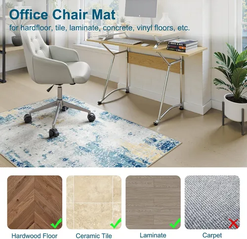 Miniatura 3 de Anidaroel Tapete para silla de oficina para suelo de madera dura y azulejos, 48 x 60 pulgadas, alfombra de escritorio abstracta para silla rodante