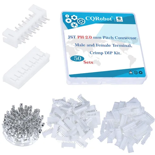 Miniatura 28 de CQRobot JST EL 4.5 mm de paso 2 pines conector electrónico IC macho, enchufes hembra carcasa y kit de terminales de crimpado en T macho/hembra. 50