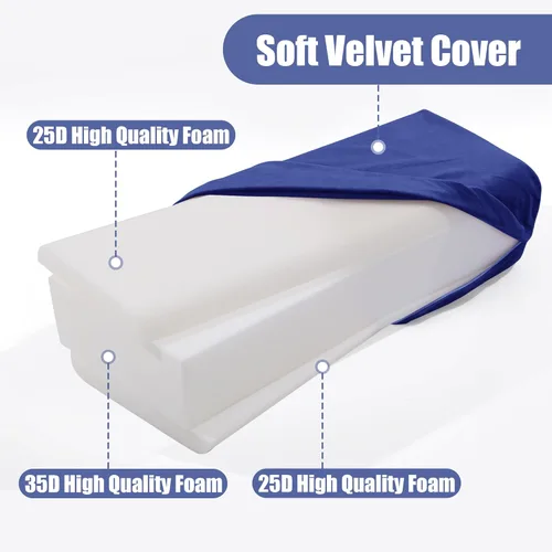 Miniatura 3 de MABOZOO Almohada de yoga, esponja de triple capa, cojín rectangular de yoga con asa de transporte, almohada de meditación con funda lavable para Azul