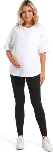 Miniatura 6 de V VOCNI Leggings de maternidad sobre el vientre, esenciales para mujer, elásticos, suaves, de punto, con soporte para el vientre, leggings