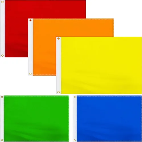 Mixweer Juego de 5 banderas multicolor de color sólido de 2 x 3 pies, pancarta de color puro con ojales para césped al aire libre, jardín, patio